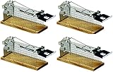 Hillfield® 4er Set Lebendfalle für Mäuse & kleine Ratten - DAS ORIGINAL - Tierfreundliche Falle mit Schwanzschutz - Draht-Kastenfalle aus Metall & Holz - Mäusefalle Lebend Mausefalle Rattenfalle