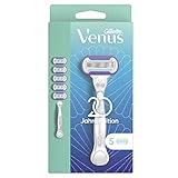 Gillette Venus Deluxe Smooth Swirl Platinum Rasierer Damen, Damenrasierer + 5 Rasierklingen mit 5 Klingen, Frauen Geschenk