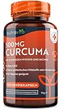 500mg Curcuma Extrakt Kapseln - 120 Kapseln - Mit 95% reinstem Curcumin - Laborgetestet - Mit Pfeffer & Ingwer - Curcuma Kapseln - Hochdosiert - Nutravita Kurkuma