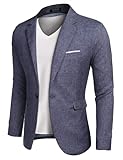 COOFANDY Herren Jacket Sakko Sportlich Slim Fit Langarm Business Sakko EIN Knopf, Blau, Gr. L