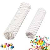 Cake Pop Sticks, 200 Stück Cake Pop Stiel Papier 15 cm und 10 cm, Lollipop Sticks, Cake Pop Stiele Weiß für Kuchen- und Lutscherherstellung