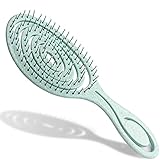 JANREAY Bio Haarbürste ohne Ziepen, Entwirrbürste geeignet für Locken & lange Haare, Kopfhaut Massagebürste mit Spiralfeder für Damen, Herren & Kinder, Naturstrohbürste, Grün