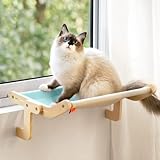 MEWOOFUN Katzen Hängematte Fensterplätze für Katzen Fensterbankliege Katzenhängebett Fenster Platzsparendes Design bis zu 18kg (Blue/Grey)