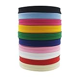 Schrägband aus 100% Polyester, 12 mm, Schrägband, einfarbig, zum Nähen und Trimmen von Kleidung