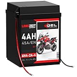 LANGZEIT 6N4-2A-4 GEL Roller Batterie 6V 4Ah 45A/EN Motorradbatterie doppelte Lebensdauer entspricht 00414 6N4-2A-7 auslaufsicher ersetzt 4,2Ah