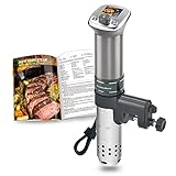 Sous-Vide Garer Ultra-leise Tauchzirkulator: Farbige LCD-Rezepte | G320 Pro Silver Machine, Bürstenloser Gleichstrommotor | 1100 Watt | Wird mit Rezeptbuch geliefert | IPX7 KitchenBoss