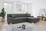 DOMO Collection Capri Ecksofa | Eckcouch in L-Form, Polsterecke Sofa Garnitur, dunkelgrau, 239x152x75 cm