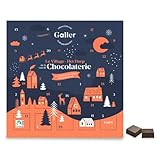 Galler | Adventskalender Gefüllte Pralinen | Heimtextilien | Advents-Weihnachtskalender | Milch-, dunkle und weiße Schokolade - 120 Gr