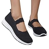 Mary Jane Laufschuhe Damen Keilabsatz Schuhe Slip On Sneaker Damen Leichte Turnschuhe Atmungsaktiv Halbschuhe Sommerschuhe Bequeme Bootsschuhe Ballerinas Elegant Weiches Freizeitschuhe