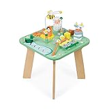 Janod - Activity Tisch ‘Jolie Prairie’ - Holz Spieltisch mit 7 Aktivitäten - Multi-Activity Holztisch mit Tiermotiven - Motorik Entwicklung und Musikalische Früherziehung - Ab 12 Monaten, J05327