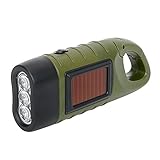 iTimo Handkurbel Wiederaufladbare Taschenlampe, Solar LED Taschenlampe, Dynamo Taschenlampe, Notlicht im Freien, Tragbar Camping Lampen, mit Karabinerhaken zum Aufhänge, 124×42×32MM