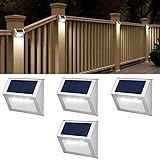 4 Pack Solarleuchten – Außenzaunleuchten, Decksleuchten, Solarbetriebene wasserdichte Außenleuchten, Für Garten, Hinterhof, Terrasse, Hof, Treppenstufen, Wand, Geländer, LED Lampenbeleuchtung (Color