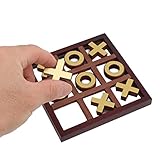 Tic Tac Toe für Kinder und Erwachsene, Couchtisch, Wohnzimmerdekoration und Schreibtischdekoration, Familienspiele, Nacht, klassische XO-Brettspiele, Holz, rustikal, für Familien, Größe 12,7 cm