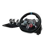 Logitech G29 Driving Force Gaming Rennlenkrad, Zweimotoriges Force Feedback, 900° Lenkbereich, Racing Leder-Lenkrad, Verstellbare Edelstahl Bodenpedale, für PS5, PS4, PC, Mac - Schwarz