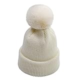 Gift_Source Kinder Beanie Mütze Süße Winter Warme Strickmütze mit Bommel aus Kunstpelz Kleinkinder Mützen Winter für Kinder Jungen Mädchen