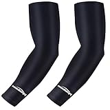 COOLOMG Arm Sleeves Armwärmer Ärmlinge Kompression Bandage rutschfest Anti UV Running Radsport für Damen Herren 1 Paar Schwarz XS