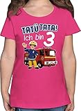 Feuerwehrmann Sam Mädchen - Tatü Tata! Ich Bin 3 - blau - 104 (3/4 Jahre) - Fuchsia - mädchen t-Shirt 4 Jahre - F131K - Mädchen Kinder T-Shirt