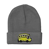 Custom Beanie für Damen und Herren Schulbus C Stickerei Acryl Totenkopf Mütze - grau - Einheitsgröße