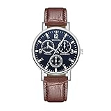 Quarz-Uhrenarmband Casual Band Leder Damenuhr Herren Newv Analog Wrist Herrenuhr BI617 (Brown-b, One Size)