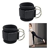 Ytesky 2 Stück Fußschlaufen Kabelzug Gepolstert mit D-Ringen Fußfessel Sport Fussmanschetten Ankle Straps für Gym Fitness Training Frauen und Männer Beinstrecker Beintraining (Schwarz)