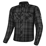 SHIMA RENEGADE MEN Motorrad Hemd - Verschleißfest Baumwolle Karierte Motorradjacke Herren mit CE Protektoren, FiberQL Aramid und Kühlungsschicht Reißverschluss (RENEGADE 2, Schwarz, XL)