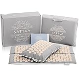 Sattva® ECO - Premium Grey Akupressurmatte mit Kissen und Tasche - 100% Natural und Nachhaltig - Original Akupressurmatte aus Baumwolle, Kokosfaser, Buchweizenschalen, HIPS Blüten-Spitzen + Broschüre