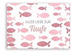 Friendly Fox Karte zur Taufe Fische Taufkarte zur Taufe, heilige Taufe Mädchen rosa Fische Klappkarte Glückwunschkarte Taufe mit Umschlag