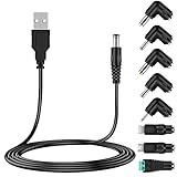 Universal 5V USB zu DC 5,5x2,1mm Kabel Stromkabel, Ladekabel mit 8 Stecker (5,5x2,5, 4,8x1,7, 4,0x1,7, 3,5x1,35, 2,5x0,7, Micro, USB C, Universal) für Lüfter, Lautsprecher, Telefon, Tablet und mehr