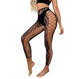 Generic Frauen-reizvolle Strumpfhose-Fischnetz-Öffnungs-Leggings-Leopard-Druck-Pantihose-Wäsche-Hosen Dessous Aus Spitze (Black, One Size)