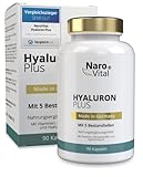 Hyaluronsäure Kapseln hochdosiert - 500 mg Hyaluron pro veganer Kapsel - 500-700 kDa - 90 Kapseln (3 Monate) - Für Anti-Aging, Haut & Gelenke - VERGLEICHSSIEGER 07/2020*