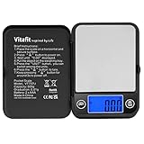 Vitafit 500g/0,01g Digitale Taschenwaage,Feinwaage,Digital Gramm Waage,Goldwaage Münzwaage mit LCD-Anzeige,Schmuckwaage,Schwarz