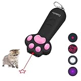 CeMeow 7-in-1 LED Pointer Interaktives Spielzeug für Katzen und Hunde Pfotenform LED-Beleuchtungsspielzeug Haustier-Trainingswerkzeug - Schwarz