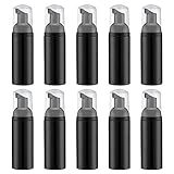 Livfa 60 ml schäumender Kunststoff Pumpflasche Schaumspender, nachfüllbar leere Schaumseifenspender Flasche Mini(10 Stück, schwarz)