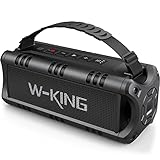 W-KING Bluetooth Lautsprecher, 30W Tragbarer Musikbox Bluetooth Outdoor, 24-Stunden Akkulaufzeit, IPX6 Wasserdicht Bluetooth Box kabellos Lautsprecher Klein mit Satte Bässe, TF Karte, USB Stick, AUX