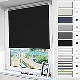 Magiea Verdunklungsrollo ohne Bohren & mit Bohren Klemmfix, (Schwarz 45x120cm), Verdunkelungsrollo Klemmrollo Thermorollo, Fensterrollo innen Sonnenschutz und Sichtschutz, Rollos für Fenster und Tür