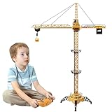 FORMIZON Ferngesteuerte Turmkran, 128 cm hohe 2,4 Hz Turmdrehkran, 6 Kanäle Tower Crane Elektrisch, 680 Grad RC Kran Spielzeug mit Hebehaken, Turmdrehkran Kanäle Lichtern