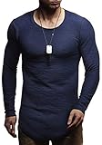 Leif Nelson Herren Pullover Rundhals-Ausschnitt Schwarzer Männer Longsleeve dünner Pulli Sweatshirt Langarmshirt Crew Neck Jungen Hoodie T-Shirt Langarm Oversize LN6298; Größe XL; Dunkel Blau