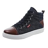 Uomitaff Männer Schuhe Mode Casual Segeltuchschuhe Denim Stoff Top High Top Sport Segeltuchschuhe Schuhe Herren Blau Rot