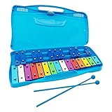 FUUIE 25 Xylophon mit Koffer, Buntes Musik Spielzeug, Perfekt Gestimmtes Instrument für die Erwachsene, Kinder und Kleinkinder, Blau