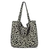 Etercycle Canvas Tasche Damen, Umhängetasche Damen Schultertasche Lässige Tote Handtasche für Alltag, Büro, Schulausflug und Einkauf (Leopardenmuster)