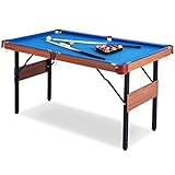 Buckshot Billardtisch 5ft - 157x80x81cm Dakota - Tischbillard klappbar mit Zubehör - 5 Fuß Pool Billard mit Metallklappbeinen - Braun/Blau