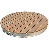 @tec Gartendusche Aussendusche aus WPC, Mobile Bodendusche Campingdusche, Sauna- & Pool-Dusche mit Bodenplatte für den Garten, Outdoor Shower - rund, 70x7.5cm