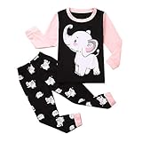 TinaDeer Mädchen Jungen Cartoon-Auto Bedruckte Zweiteiliger Schlafanzüge Nachtwäsche Baby Kleinkind Kinder Pyjama Set 80 86 92 98 104 110 116 122 128 (Schwarz, 1-2 Jahre)