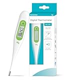 Digitales Fieberthermometer, Rektal, Oral, Achselthermometer Fieber Thermometer für Baby Kinder Erwachsene, Genaue und Schnelle Ablesungen, Wasserdichte Sonde, grün