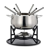 Oak & Steel 10-Teiliges Premium Edelstahl Fondue Geschenkset für 6 Personen - Elegantes Silber - Schokolade, Käse, Fleisch - Robust & Schick