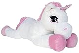 Wagner 9070 - Riesen Plüschtier XXL Plüsch Einhorn - liegend - 110 cm Gross in Weiss-pink