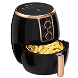 Scheffler 3,7L Heißluftfritteuse, Fritteuse Heissluft Ohne Fett,1500W Airfryer, Power Air fryer,Heissluft Fritteusen Ohne Öl mit Thermostat und Timer, Schwarz