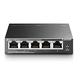 TP-Link TL-SG1005P 5-Port Gigabit Lan PoE Switch mit 4 PoE+ Ports (65 Watt, IEEE-802.3af/at, Plug-and-Play, robustes Metallgehäuse) Schwarz