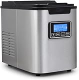 Eiswürfelmaschine, 15kg 24h Ice Cubes, Zubereitung in 6 Minuten, Selbstreinigung, 3 Würfelgrößen, 2.3L Wassertank, Einfache Bedienung Ice Maker Eiswürfelbereiter mit Eisschaufel und Korb für Home Bar