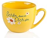 Jumbotasse große Tasse XXL Jumbobecher Kaffeebecher Kaffeetasse Porzellan 600ml Schön das es dich gibt im Geschenkkarton